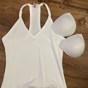 Danysu Women's Womens White Ribbed Racerback Tank Top